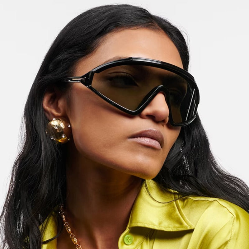 Retro large frame T-shaped sunglasses women's triangular face mask sunglasses fashionable one-piece