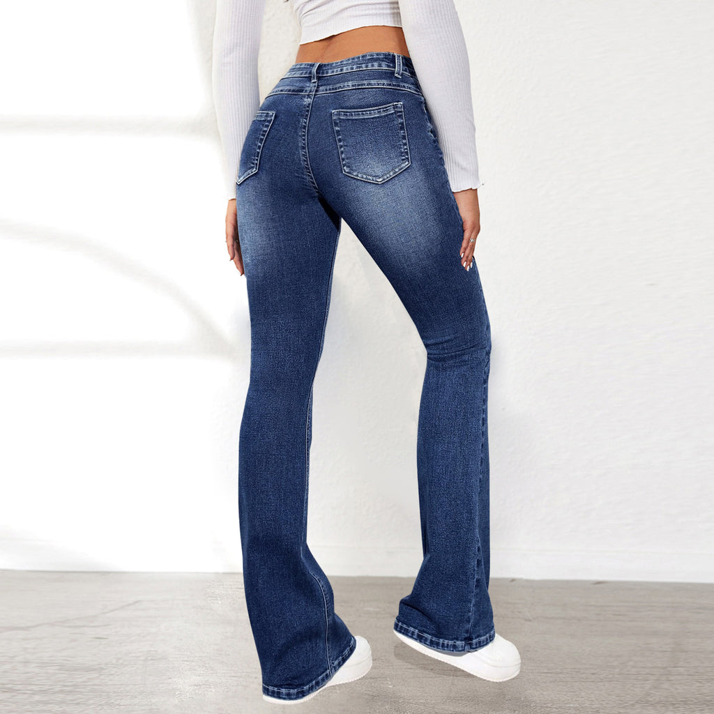Factory Direct  Washed Slim Fit Flared Jeans for Women Casual Office Wear