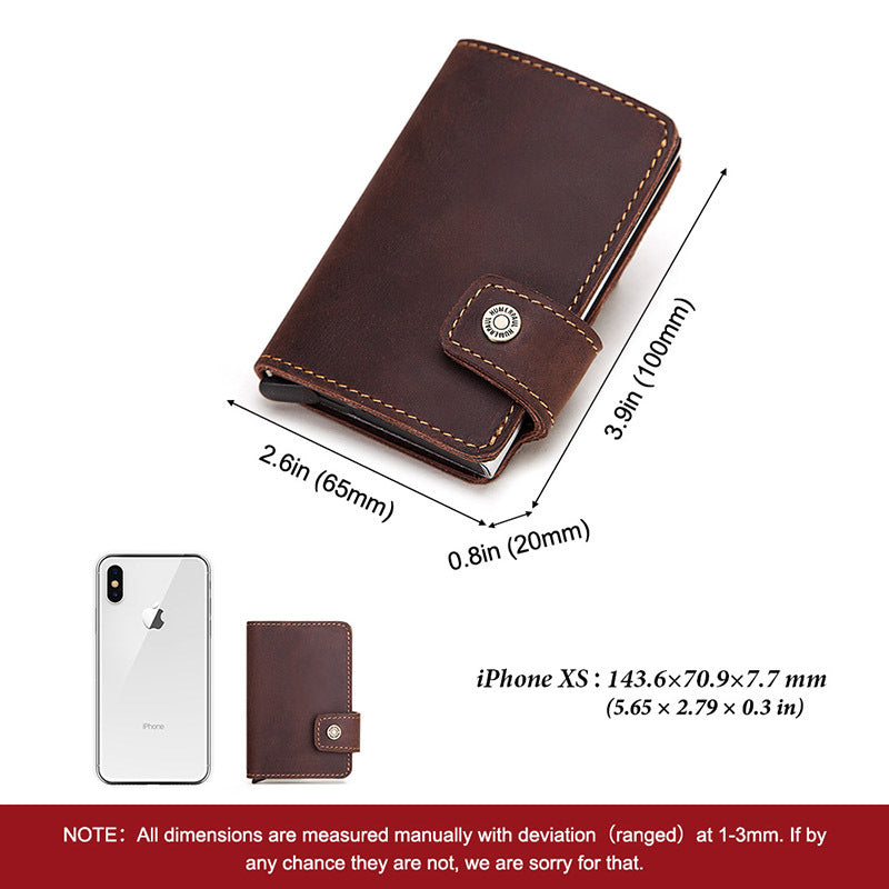Leather Automatic Pop Up Credit Card Case Business Card Case Metal Aluminum Card Holder RFID Card Holder