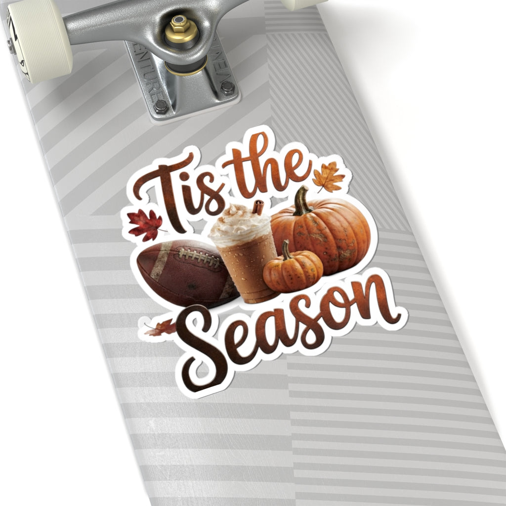 'Tis the Season Fall Sticker — Pumpkin, Football & Latte Kiss-Cut Sticker