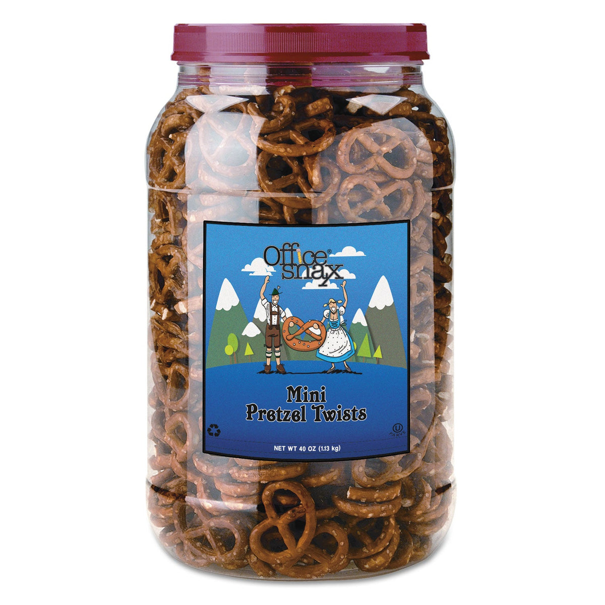 Office Snax Pretzel Assortment Old Fashioned Mini-Pretzel Twists, 40 oz Tub