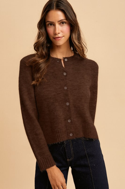 Melange Cropped Cardigan