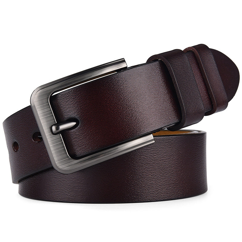 Men's needle buckle belt retro pants belt pure cowhide leather belt