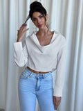 Long Sleeve Solid Color Blouse for Women's Office Wear