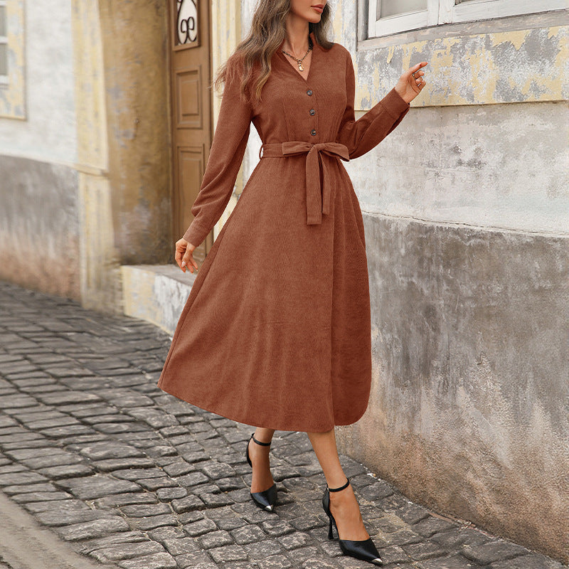 V-Neck Office Wear Versatile Dress for Women