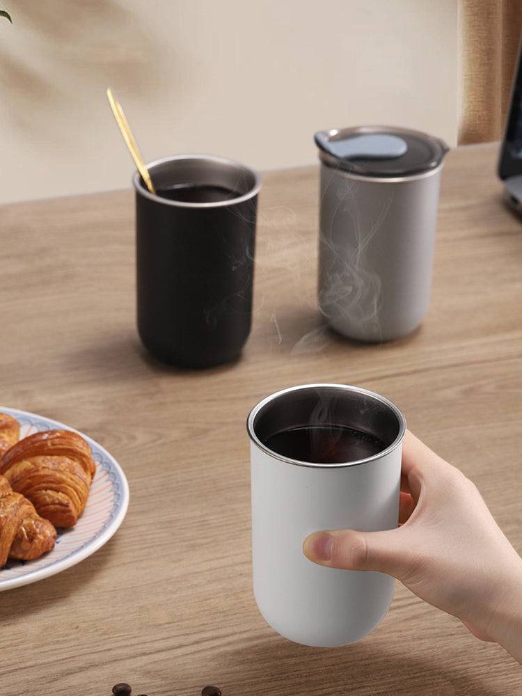 Ins Style Coffee Cup Nordic Office Home Office Worker Handy Drinking Cup Stainless Steel Portable Water Cup With Cover
