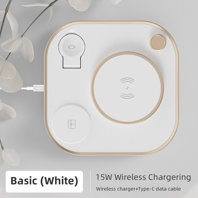 15w Fast 3 In 1 Wireless Charging for IPhone Phone Watch Earphone Modern Led Office Desk Lamp Wireless Charger Lamp