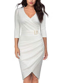 Autumn And Winter New Three-Quarter Sleeve V-Neck Office Dinner Party Women's Dress