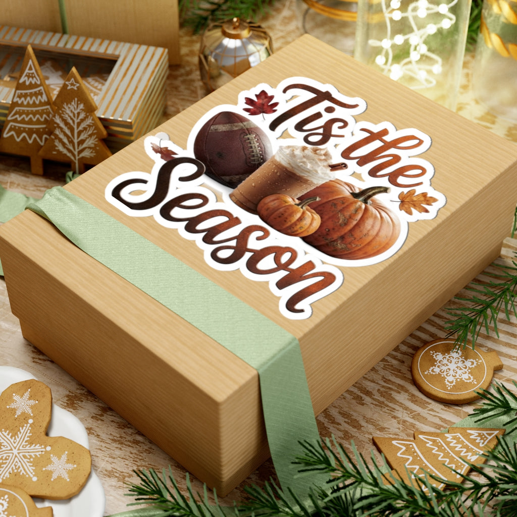 'Tis the Season Fall Sticker — Pumpkin, Football & Latte Kiss-Cut Sticker