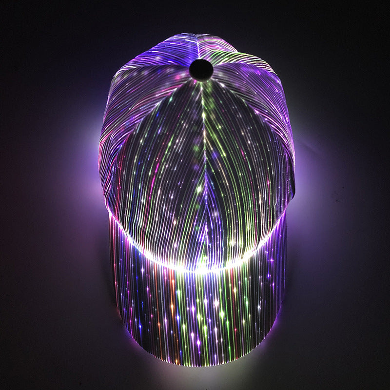 Hot Selling New LED Fiber Optic Light-Up Hat, Bar Party Glow Baseball Cap, Hip-Hop Couple Flashing Hat