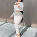Slim Autumn And Winter New Style European And American Women's Long Sleeved Top And Leggings Two Piece Suit