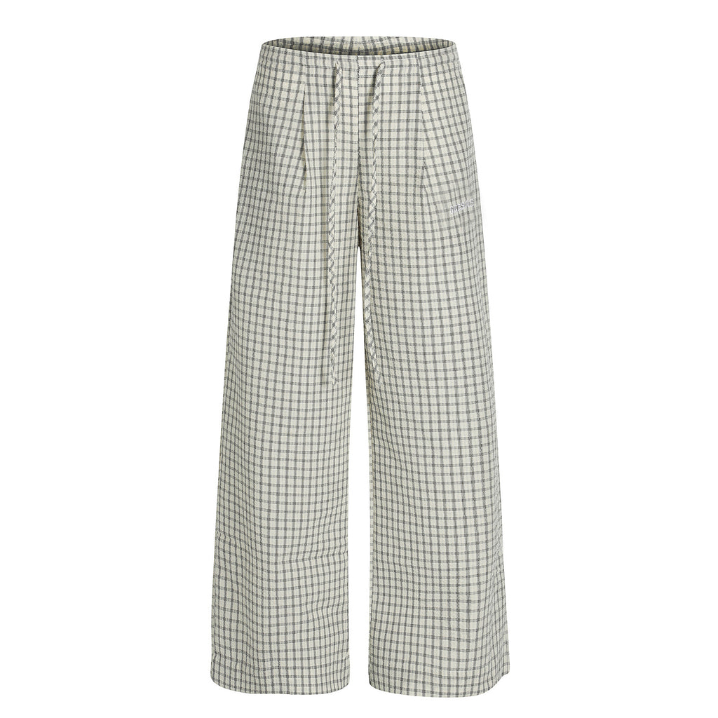 Checkered pants wide leg pants loose pants