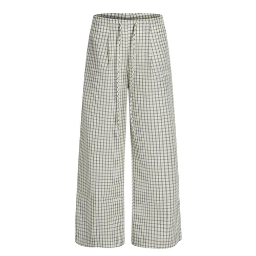 Checkered pants wide leg pants loose pants