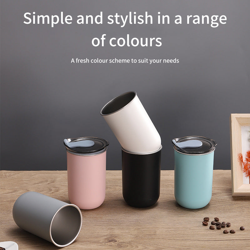 Ins Style Coffee Cup Nordic Office Home Office Worker Handy Drinking Cup Stainless Steel Portable Water Cup With Cover