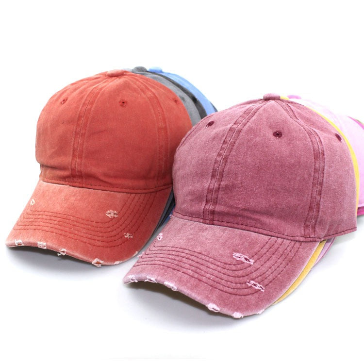 Autumn and winter distressed personalized soft-top cap Harajuku retro hat