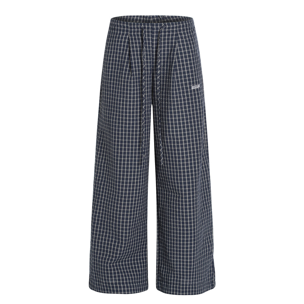 Checkered pants wide leg pants loose pants
