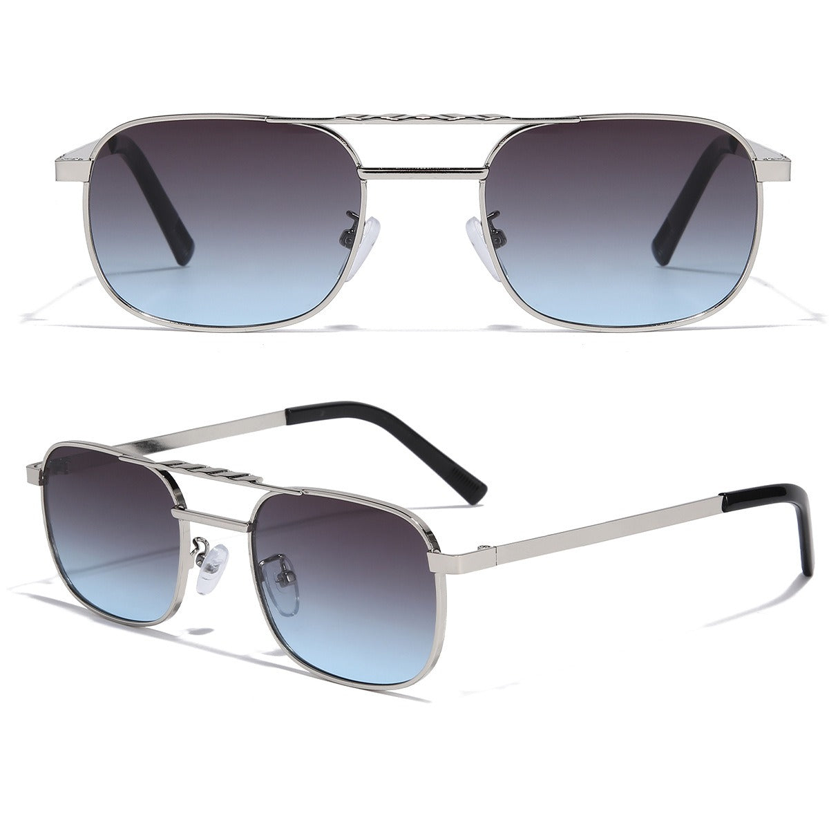 Small frame men's sunglasses, high-end metal double bridge women's casual sunglasses, UV protection