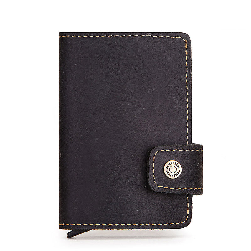 Leather Automatic Pop Up Credit Card Case Business Card Case Metal Aluminum Card Holder RFID Card Holder