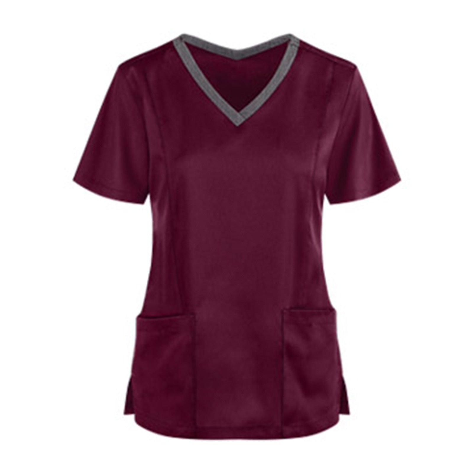 Women Nursing Scrubs Blouse Casual Short Sleeve Scrubs Working Uniforms Nurse Solid Color Top Tshirt V-neck Pocket Women Clothes