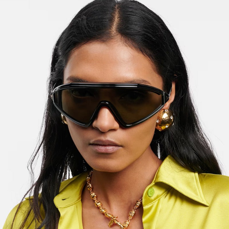 Retro large frame T-shaped sunglasses women's triangular face mask sunglasses fashionable one-piece