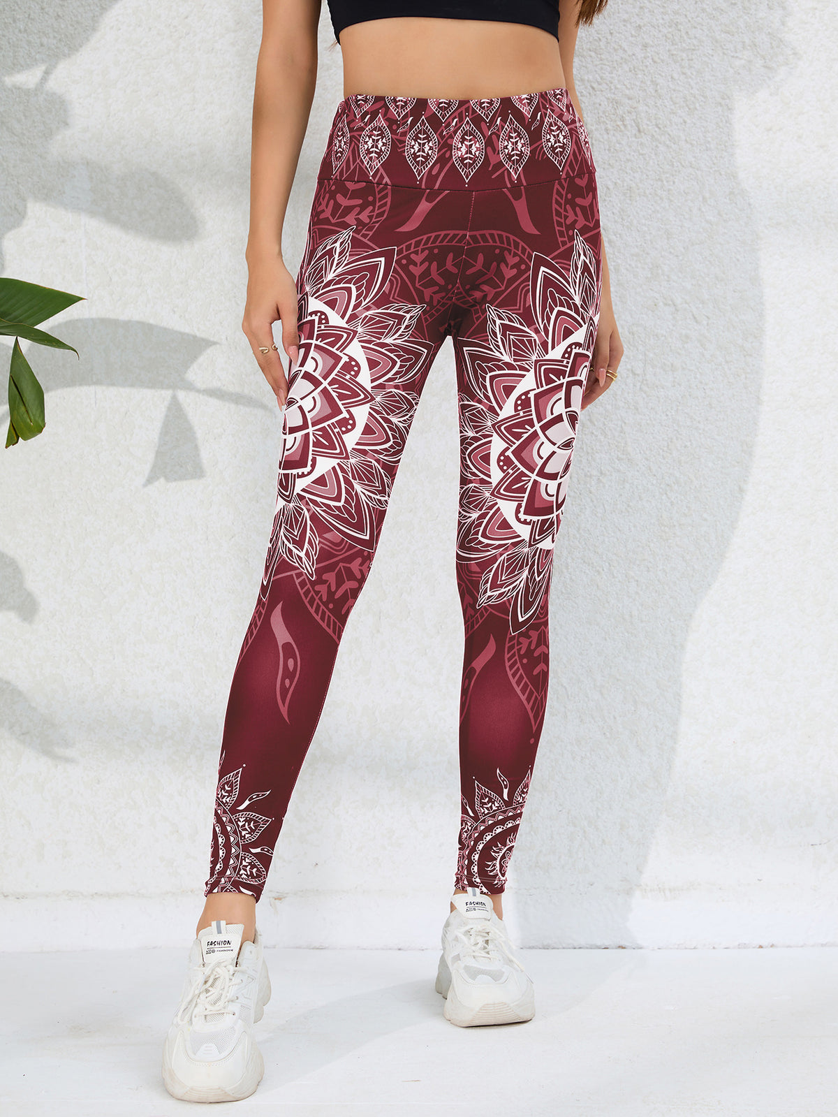 Watercolor Print Yoga Pants for Women, High-Waisted, Tummy-Control, Butt-Lifting, Quick-Dry, Ankle-Length Fitness Workout Leggings