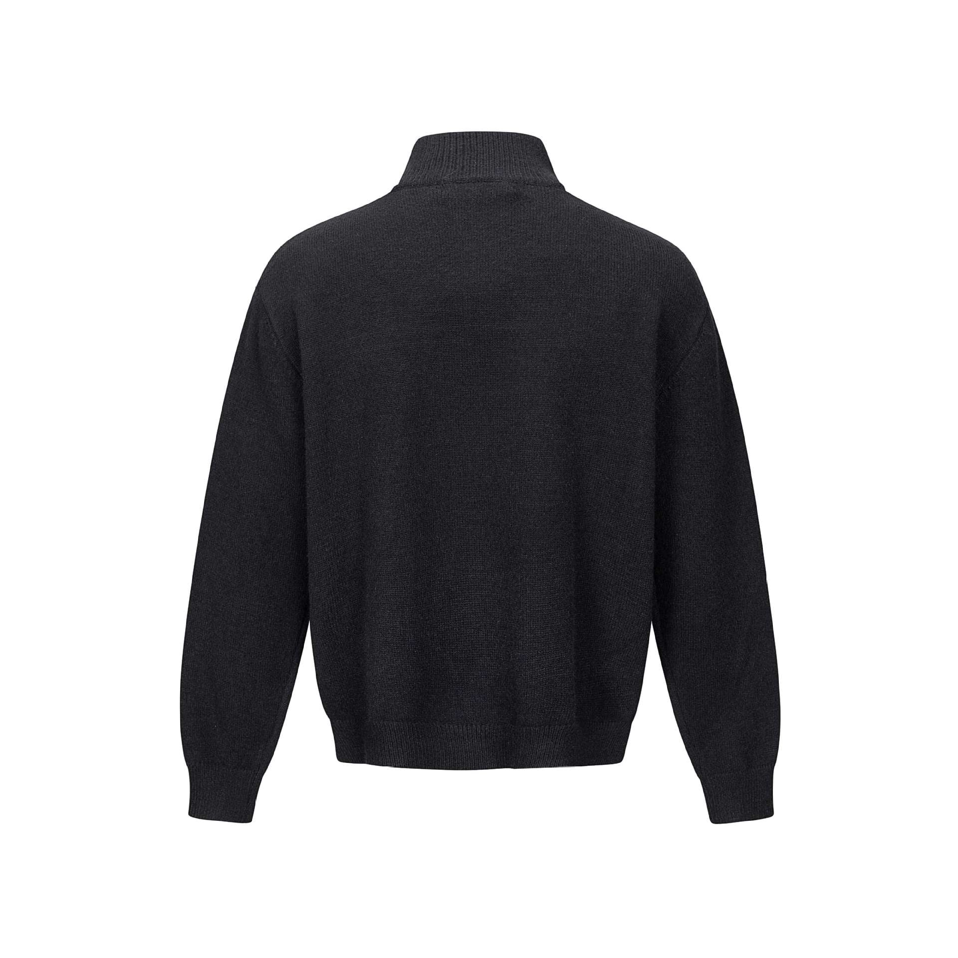 Distressed Jacquard Knit Loose Half-Zip High Neck Sweater Men