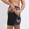 New Mens Casual Beach Sports Shorts Printed Double Layer Shorts Mens Anti glare Plus Size