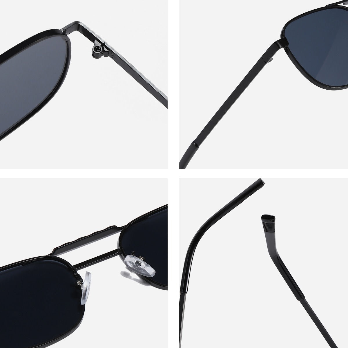 Small frame men's sunglasses, high-end metal double bridge women's casual sunglasses, UV protection