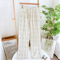 Women's Cotton Crepe Pajama Pants Loose Fit Elastic Waist Sleep Bottoms Breathable Sleep Bottoms Home Lounge Wear Four Seasons
