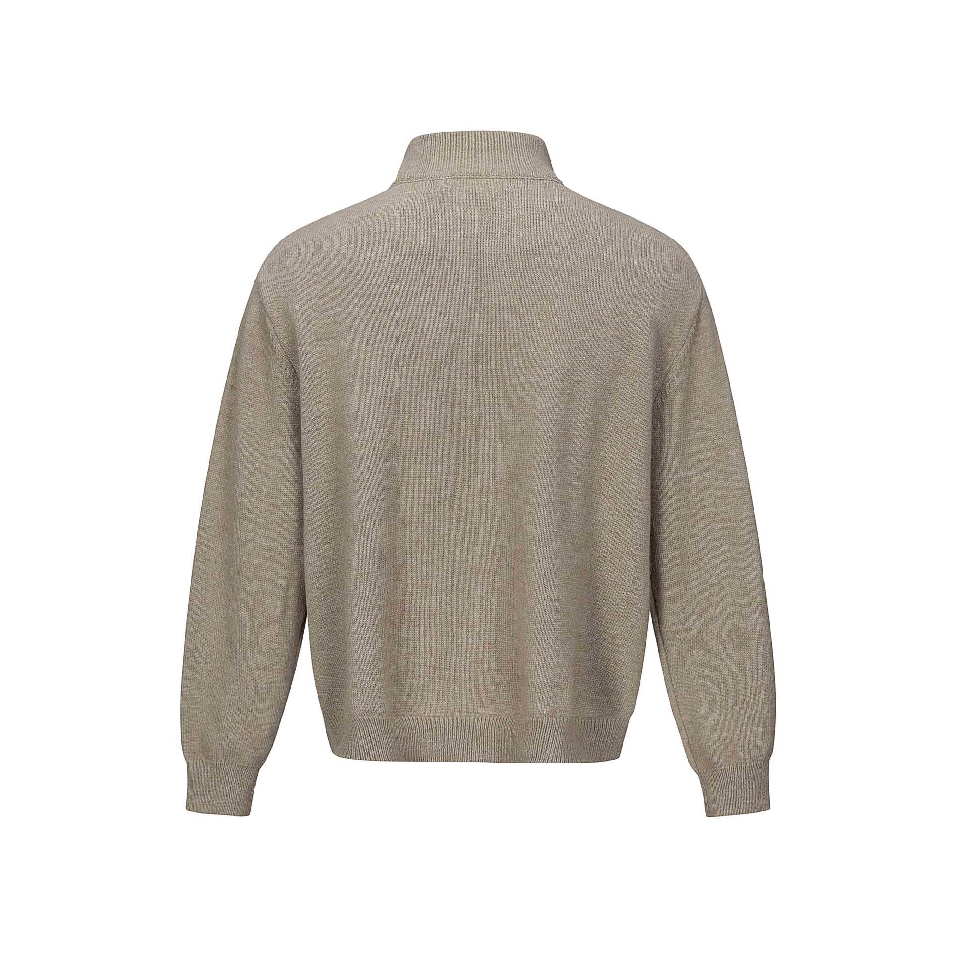 Distressed Jacquard Knit Loose Half-Zip High Neck Sweater Men