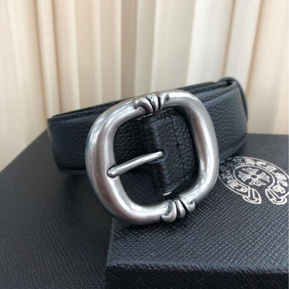Star-style Genuine Leather Belt with Double Roller Pin Buckle, Vintage 3.8 cm Width