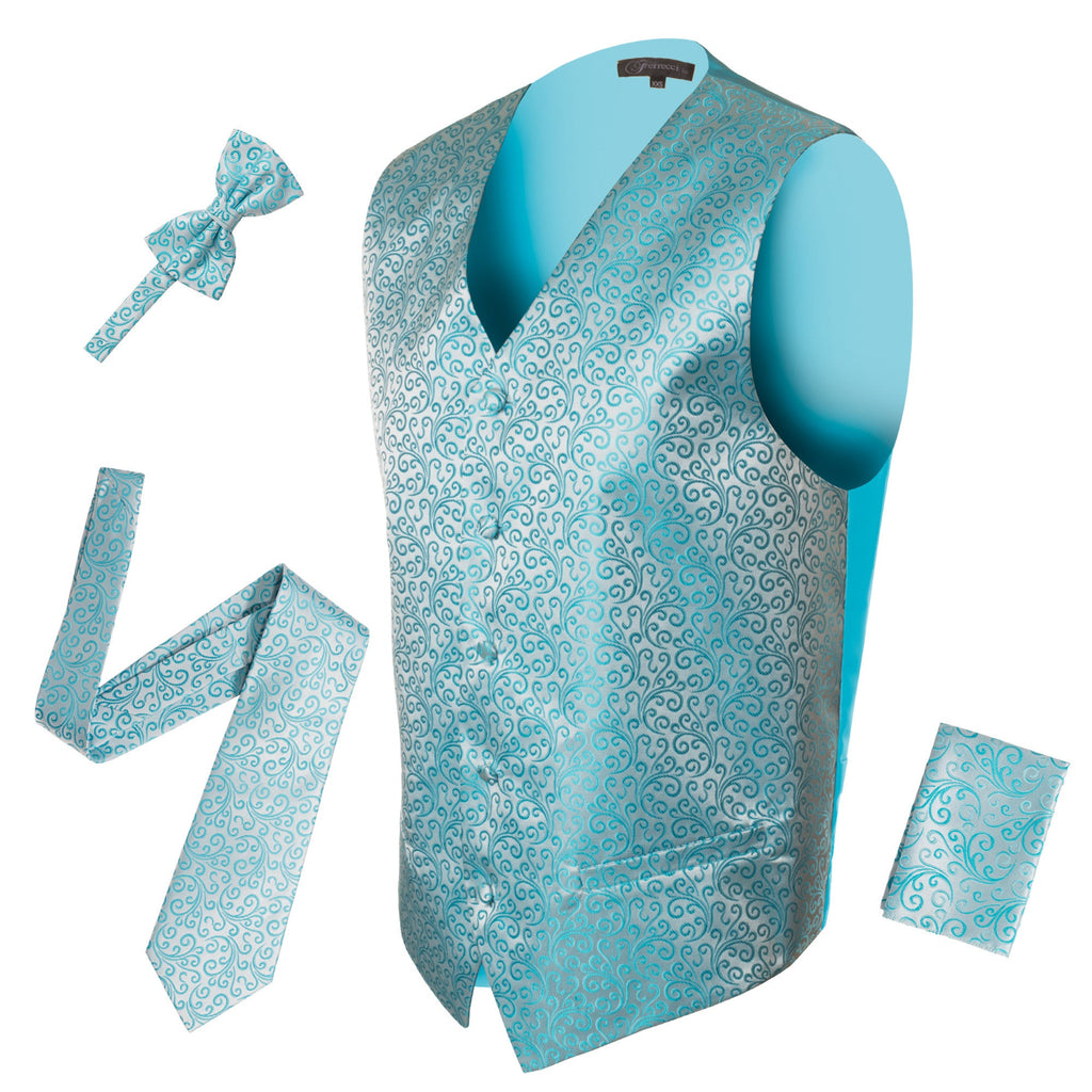Ferrecci Mens PV50-6 Turquoise with Turquoise Back Vest Set